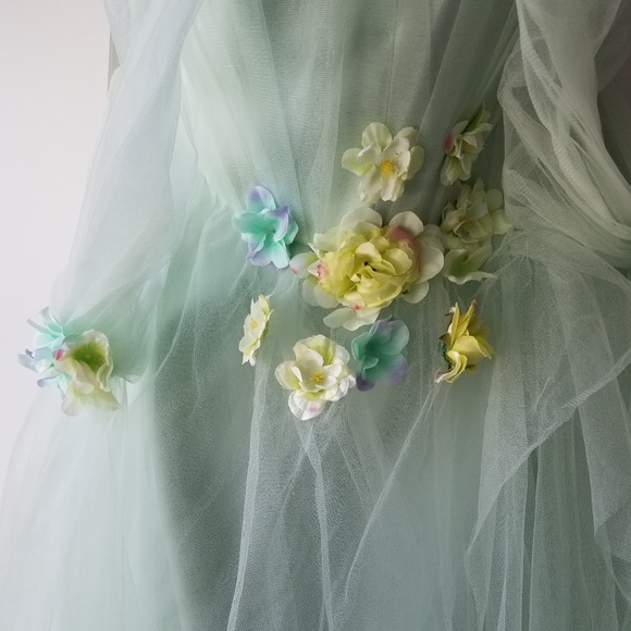 Plus Size Tulle Floral Gown - Picture 4 of 15